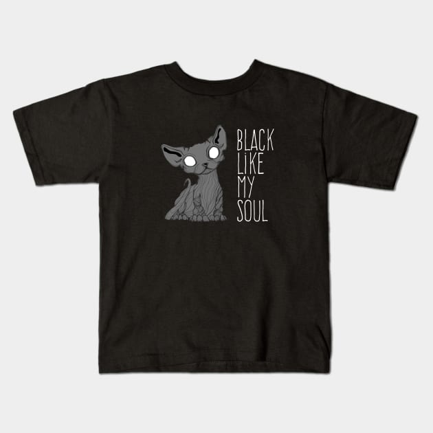 Black like my soul Kitten Kids T-Shirt by Jess Adams